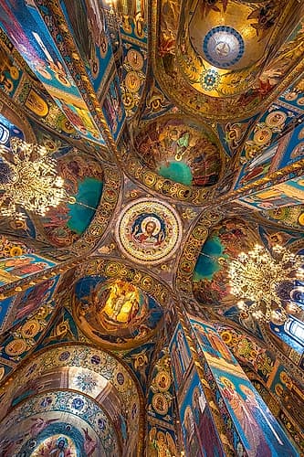 Russia, St. Petersburg. Ceiling of the Church of the Savior on Spilled Blood.. Architecture Print